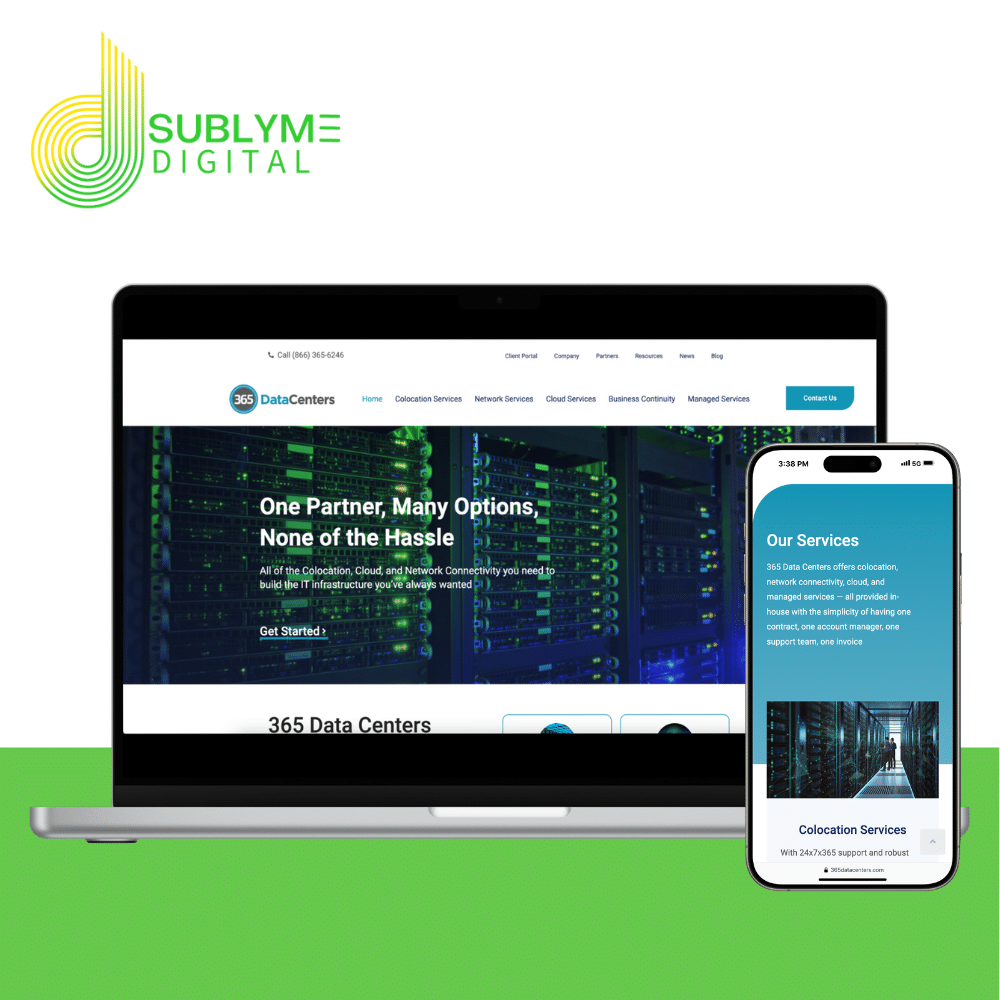 Portfolio example from 365 Data Centers, a client of Sublyme Digital