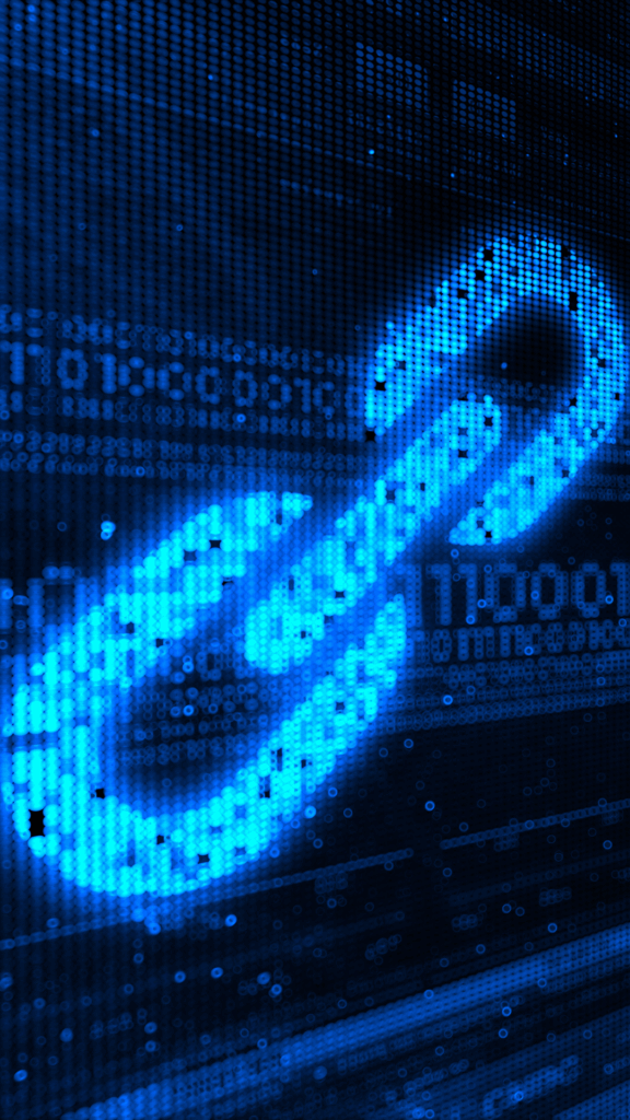 A glowing digital chain link icon in bright blue, symbolizing successful local link building for businesses in St. Catharines, displayed over a background of binary code and digital data. Let me know if you want it tailored further for a specific SEO keyword or context!