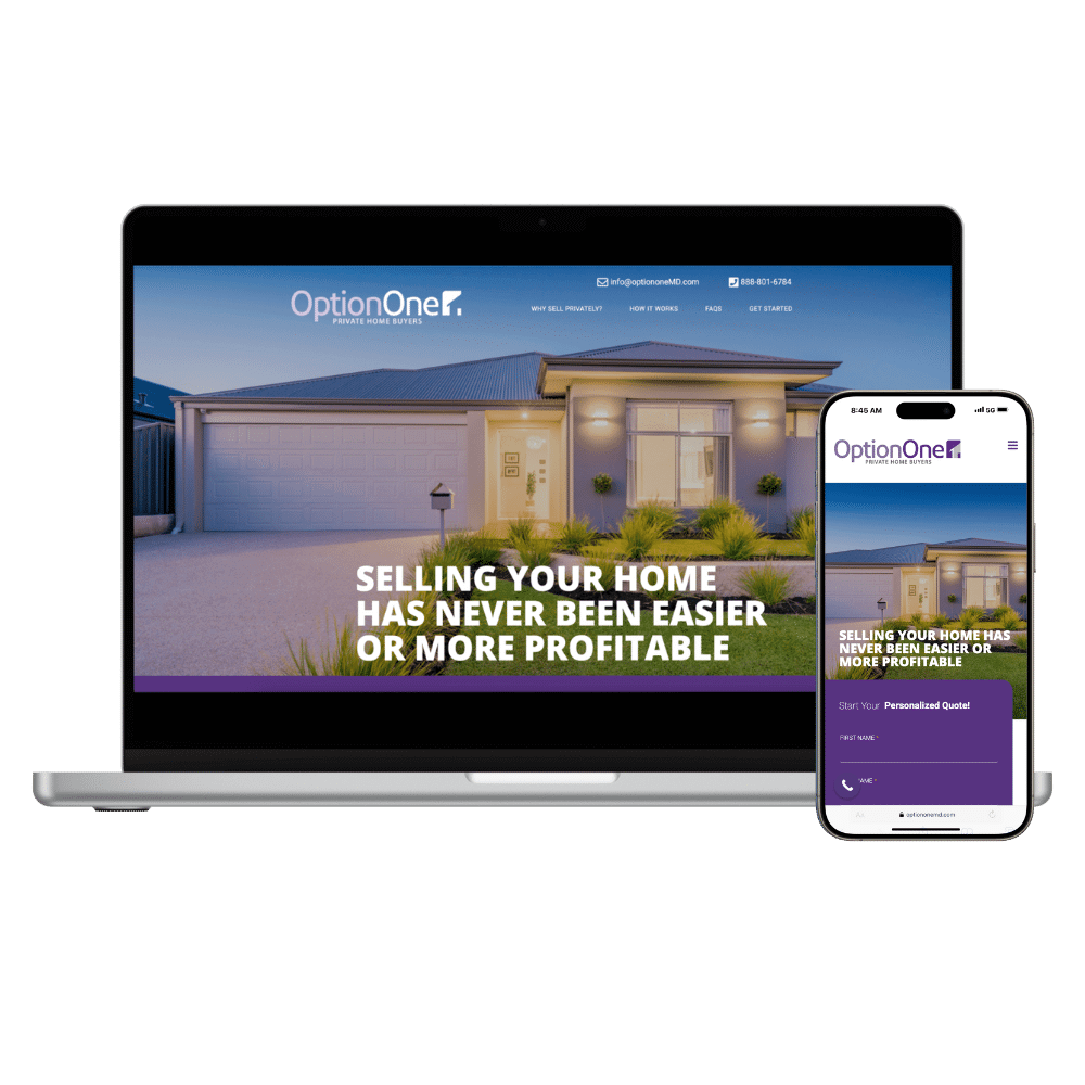 OptionOne website mockup by Sublyme Digital, featuring a clean, professional design with modern visuals and streamlined navigation for a business solutions company.
