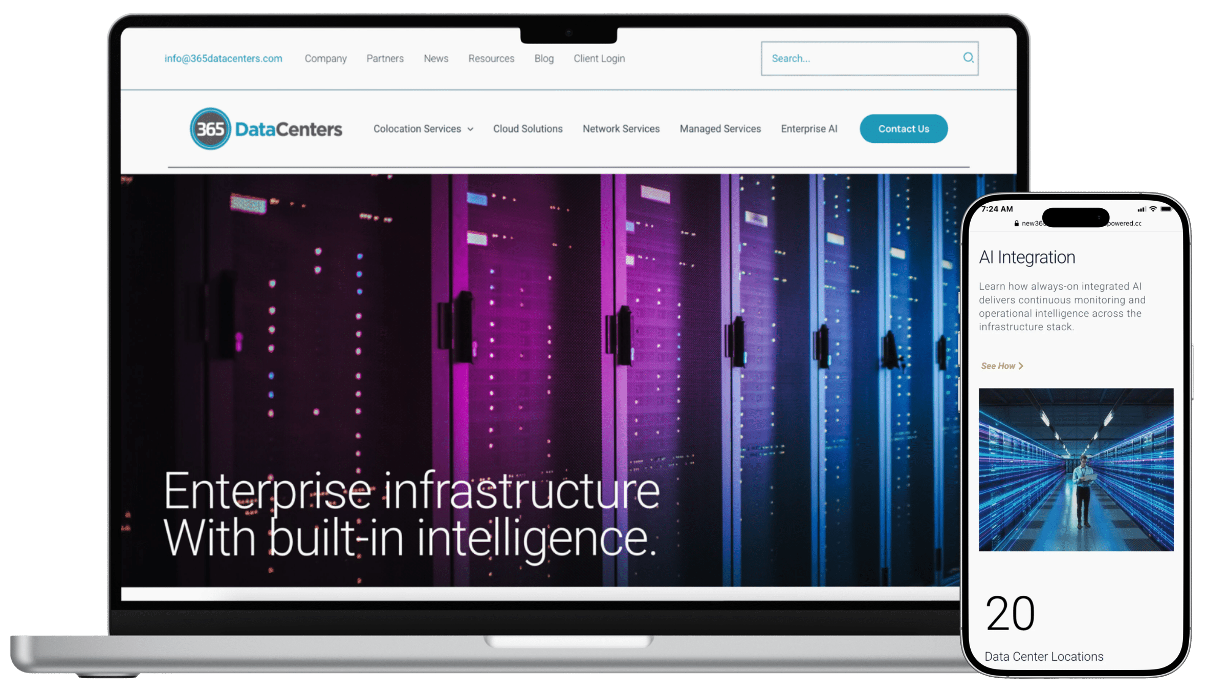 365 Data Centers website built by Sublyme Digital