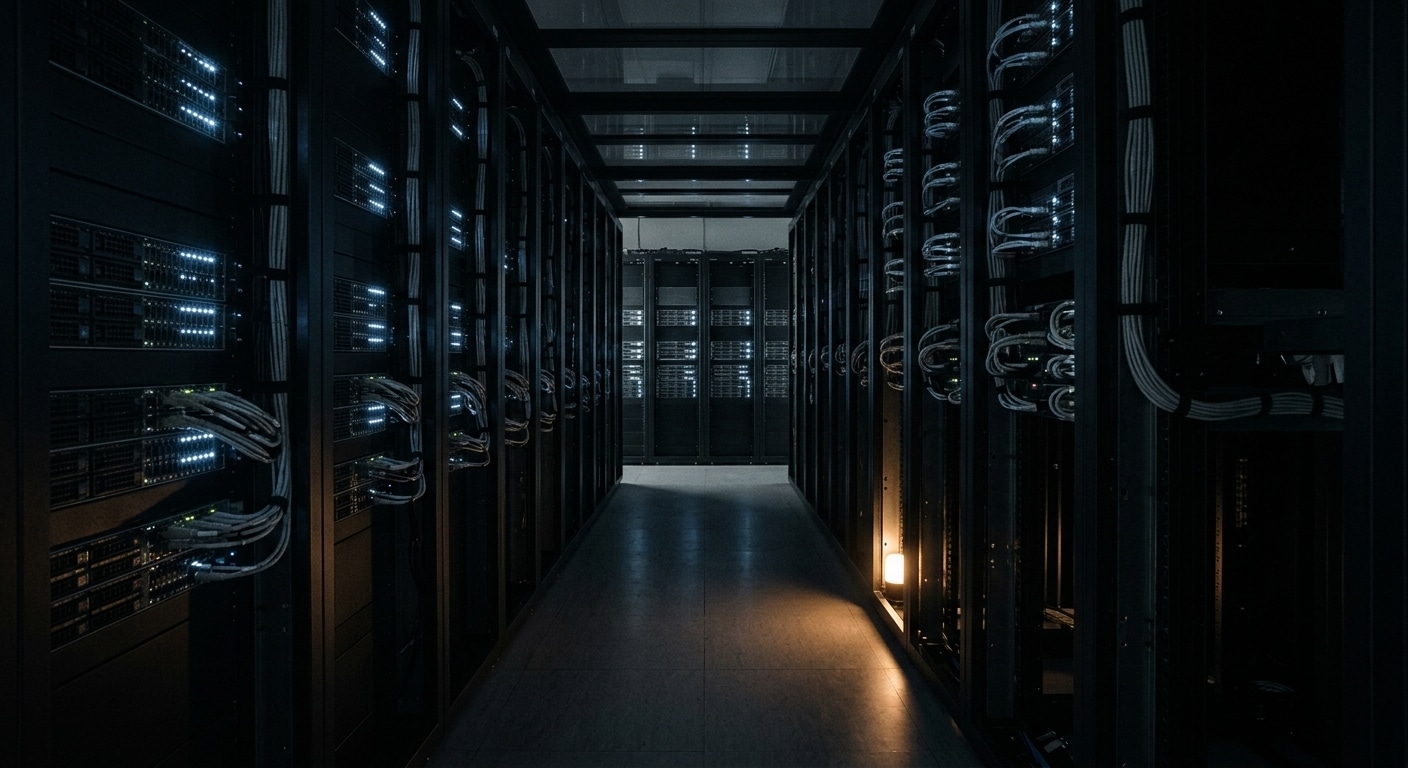 Inside a data center aisle